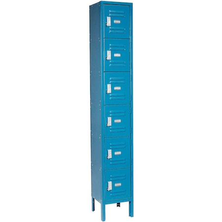 Global Industrial 6-Tier 6 Door Box Locker, 12W x 12D x 12H, Blue, Assembled 652154BL